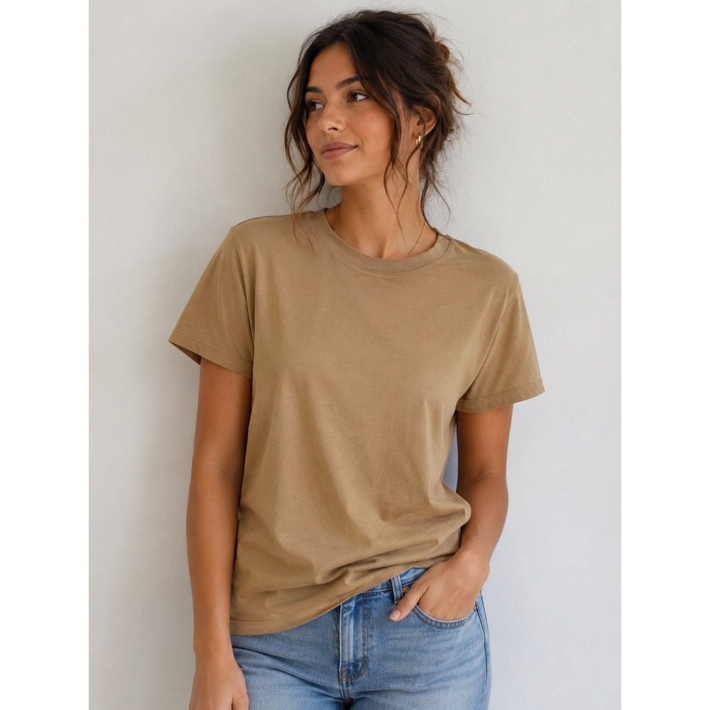 Madewell Tan Brown Perfect Cotton Crewneck Tee Womens Medium Fall Softfade